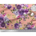 thumbnail image 2 of Soimoi Tissu Popeline de Coton Imprimé Feuilles & Roses au Mètre 56 Pouces de Large, 2 of 3