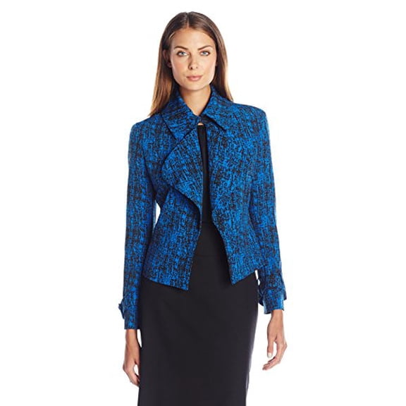 Anne Klein Women's La Sena Short Trench Jacket, Bizet Blue/Black, 8