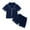 Dark Blue, variant on SILVERCELL 2Pcs Little Girls Boys Cotton Linen Pajamas Set, Kids Summer Nightshirts Shorts Sleepwear Suit, 2-9 Years