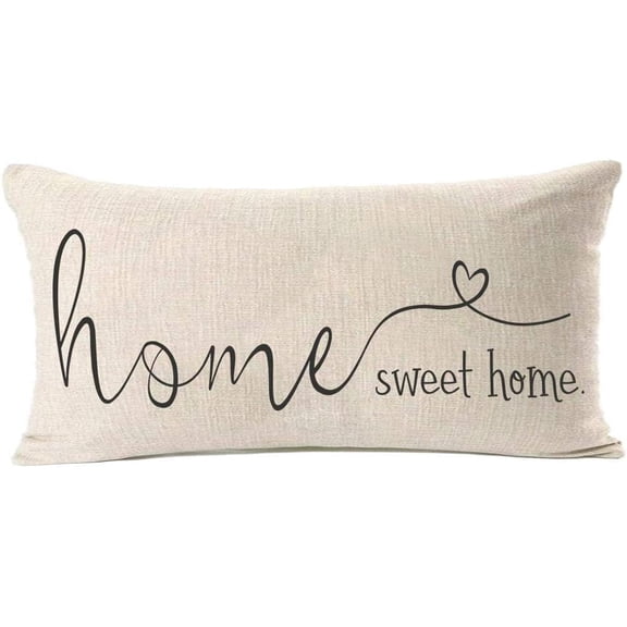 Home Sweet Home Quotes Farmhouse Pillow Covers 12x20 Inch,Home Decorative Throw Pillow Case Cushion Cover,Home Gifts,Housewarming Gift