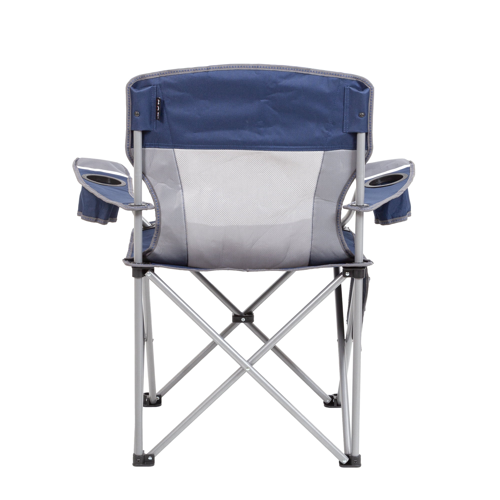Macsports Oversized Folding Camp Chair with Cup Holders, Blue with Grey Accents and Frame
