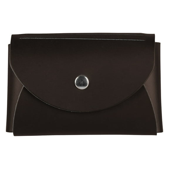 JAM Leather Snap Business Card Case, 1/Pack, Dark Brown, Round Flap
