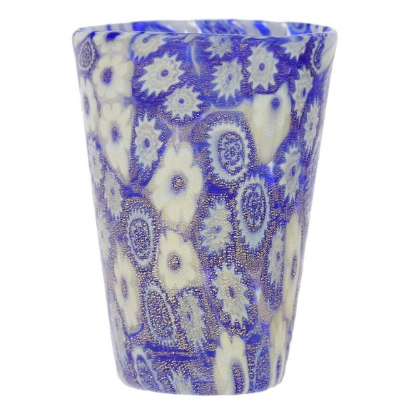 GlassOfVenice Murano Glass Millefiori Shot Glass - Blue Gold