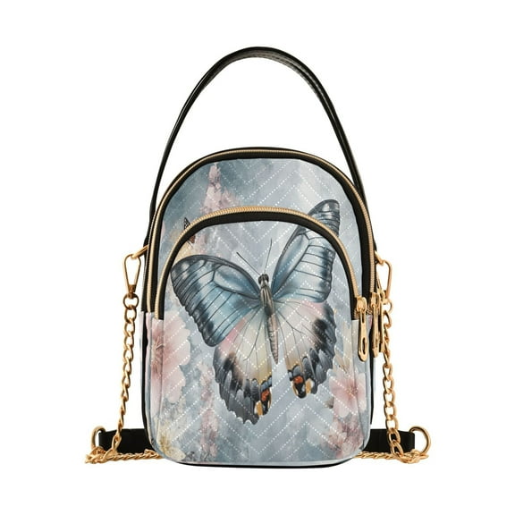 YAZAOO Cross Body Fashion Shoulder Waist Purse Bags Colorful Butterflies and Flowers Pocket Handbags