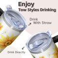 thumbnail image 4 of Sunflower 20oz Stainless Steel Tumbler with Handle and Straw – Insulated Travel Cup with Sliding Lid, 360° Full Wrap Printed Mug for Home, Outdoor & Sports Use, Foral, 4 of 6