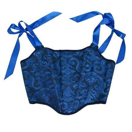 

QIPOPIQ Clearance Corset Top for Women Renaissance Faire Eyelet Lace-up Floral Print Fishbone Court Vintage Corset