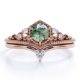 thumbnail image 1 of JeenMata Anillo de Bodas con Corona de Filigrana de 0,60 Uds de Ágata Musgosa Dendrítica Natural de Talla Redonda y Moissanita Engastado en Oro Rosa de 18 K sobre Plata, 1 of 6