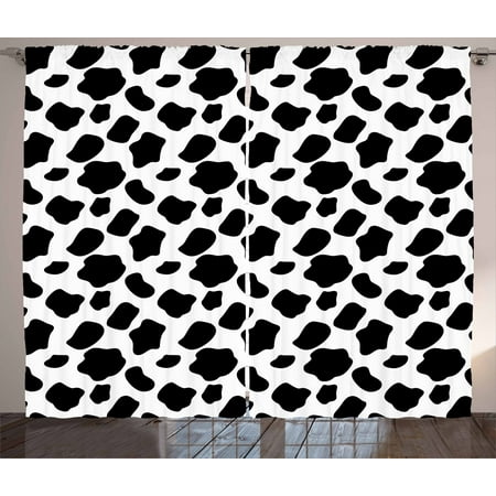 Cow Print Curtains 2 Panels Set Cattle Skin Pattern With