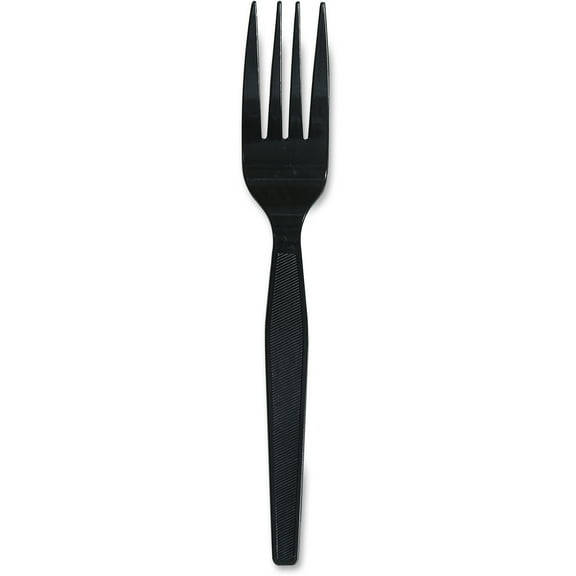 Genuine Joe Heavyweight Fork - 1 Piece(s) - 1000/Carton - Fork - 1 x Fork - Disposable - Textured - Black | Bundle of 5