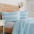 thumbnail image 7 of Great Bay Home Curtain Stripe Reversible Reversible Quilt Set With Shams  (Full / Queen, Blue), 7 of 7
