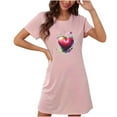 thumbnail image 1 of Camisón corto de talla grande para mujer, camisón de manga corta con estampado de pecho a la moda, camisón para mujer, 1 of 2