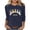 A108 Navy-Ribbed Knit Easter Shirts, variant on Mifsaly Ribbed Knit Easter Shirts for Women Cute Bunny and Egg Print Tshirts Loose Tunic 3/4 Sleeve Tops Textured Relaxed Festival Basic Tee L