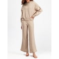 thumbnail image 3 of Faithtur Ensemble Décontracté pour Femmes, Chandail d'Hiver Uni à Col Rond et Pantalon à Jambe Grand, Tenues d'Hiver 2 Pcs, 3 of 9