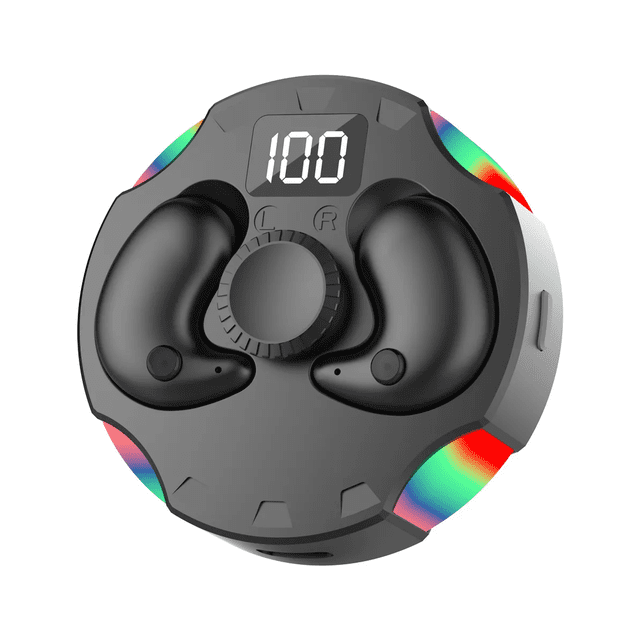 "Auriculares Inalámbricos Rgb Caja Giratoria Anti Estrés Belug negro "
