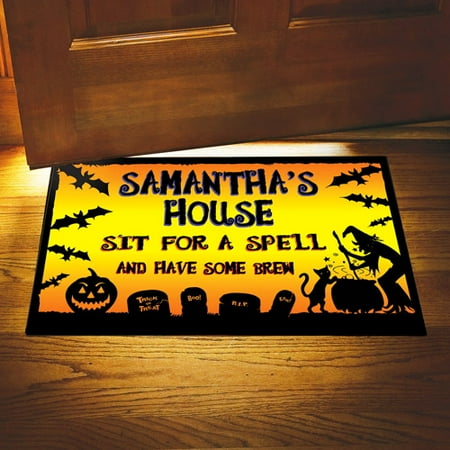 Personalized Halloween Sit for a Spell Doormat, 24" x 36"
