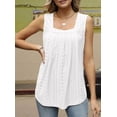thumbnail image 5 of Ruffled Square Collar Tank Top Women Striped Tank Tee Summer Casual Loose Fit Sleeveless Shirt White XXL, 5 of 9