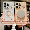 thumbnail image 3 of Magnetic Case for iPhone 15 Pro [Compatible with MagSafe] Cute Heart Pattern Plating Case Luxury Bling Rhinestones Camera Protection Shockproof Protective Cover for Women and Girls (White), 3 of 10