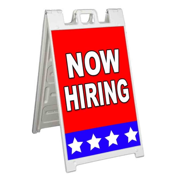 Now Hiring (24" X 36") Standard A-Frame Signicade, Includes Decal Applied To Stand