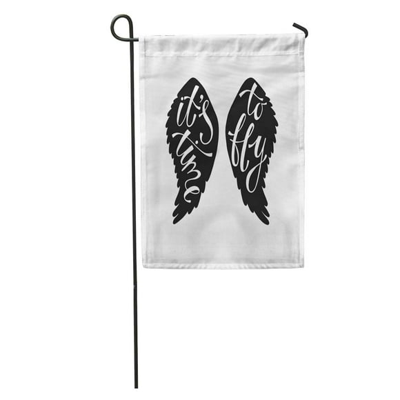 JSDART It Time to Fly Inspirational Quote About Freedom Phrase in Angel Bird Wings Lettering Boho for Tee Garden Flag Decorative Flag House Banner 12x18 inch