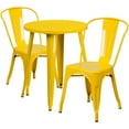 thumbnail image 4 of BizChair Commercial Grade 24" Round Yellow Metal Indoor-Outdoor Table Set with 2 Cafe Chairs, 4 of 6
