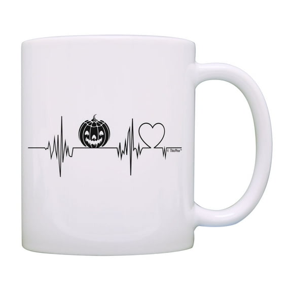 ThisWear Halloween Mug Cup Pumpkin Heartbeat Halloween Coffee Mug Pumpkin Gifts Coffee Mug