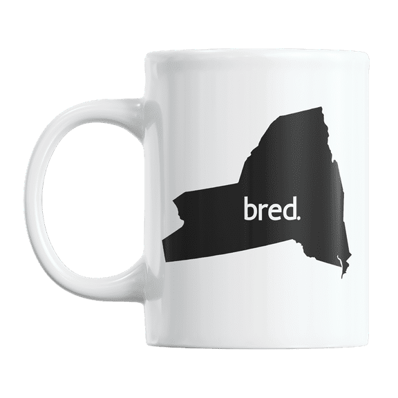 New York Bred & NY USA State Map Outline, US Citizen Coffee & Tea Mug Cup (11oz)