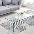 thumbnail image 3 of SMARTIK 1/2 Inch Thicken Tempered Glass Coffee Tables, Modern Decor Clear Coffee Table for Living Room, Easy to Clean and Safe Rounded Edges (Medium 39.3" x 19.6" x 13.78"), 3 of 5