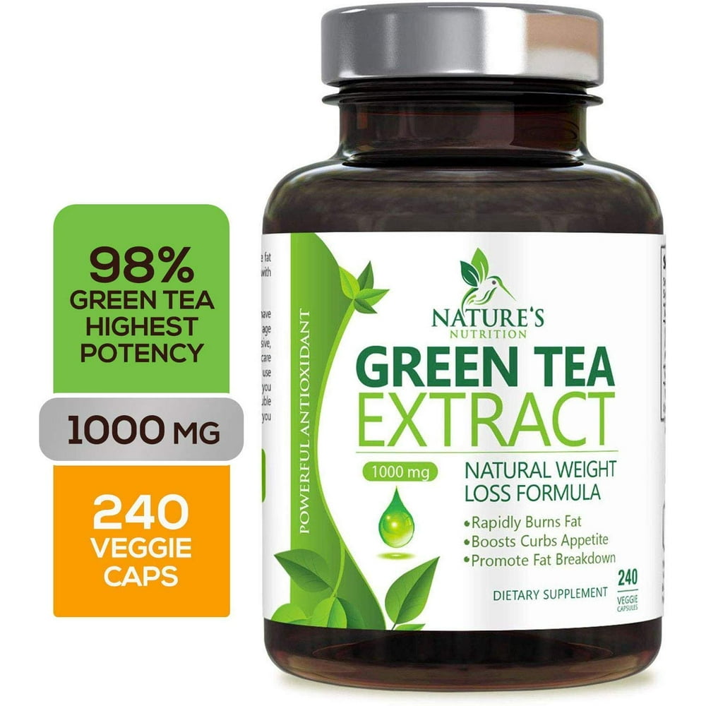 Nature's Nutrition Green Tea Extract Capsules, 1000mg, 240 Ct Walmart