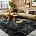 thumbnail image 4 of ZENELESS 9x12ft Shag Fluffy Rectangular Rugs, Anti-skid Large Fuzzy Floor Carpet for Teens Dorm Nursery Children Bedroom Home Decor Charcoal Gray, 4 of 8