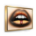 thumbnail image 4 of Woman Lips With Black & Orange Lipstick 32 in x 16 in Framed Painting Canvas Art Print, by Designart, 4 of 5