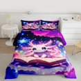 thumbnail image 2 of Manfei Kawaii Axolotl Full Size Comforter Sets 3-Piece for Kids Girls, Psychedelic Galaxy Stars Bedding Comforter Set, Magic Book Bedding Sets, Ultra Soft Home Decor, 2 of 8