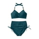 thumbnail image 4 of Trajes de baño Tankini Amzcrzy para mujer, trajes de baño, trajes de baño Bikini con control de abdomen Conjunto de traje de baño con cordones de color sólido casual y de moda para mujer Verde, L, 4 of 6