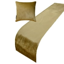 The HomeCentric King / Queen / Twin Gold Decorative Bed Runner King 90"x18" Bed Runner WITH One Pillow Cover, Velvet Bed Scarf on Velvet fabric - Gold Velvet Plush