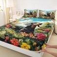 thumbnail image 4 of Homewish Dachshund Bird Bed Sheets,Floral Leaf Full Size Sheets,Green,4pcs,1 Flat Sheet, 1 Fitted Sheet and 2 Pillowcases, 4 of 6