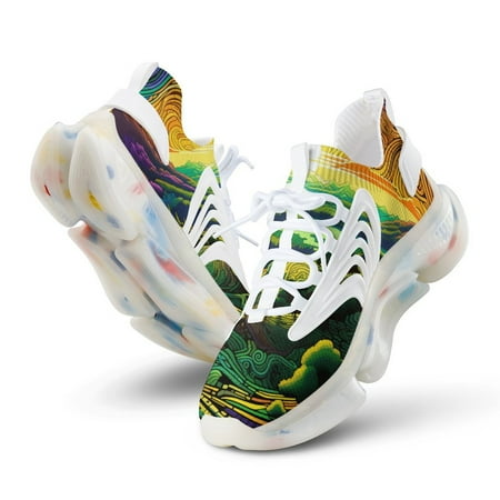 Green Fields Breathable Sneakers Women Shoes Spring Light Flats Male Lace-up Walking Footwear