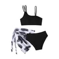 thumbnail image 2 of Traje de baño de 2 piezas para mujer, trajes de baño para mujer, bikini de tirantes con estampado de hojas de color liso para niñas pequeñas, traje de baño playero, conjunto de falda de malla para niñ, 2 of 8
