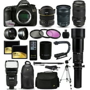 Canon EOS 5DS SLR DSLR Camera + 70-300mm + 6.5mm Fisheye + 24-105mm STM + 650-2600mm + Case + 128GB Bundle