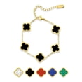 thumbnail image 1 of JeenMata Pulsera de Eslabones con Flores Negras Bañada en Oro Amarillo, 1 of 8