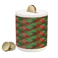 thumbnail image 1 of Christmas Piggy Bank, Abstract Pines with Swirls Dots Lines Design Patchwork Style Print, Ceramic Coin Bank Money Box for Cash Saving, 3.6" X 3.2", Dark Coral Dark Green, by Ambesonne, 1 of 4