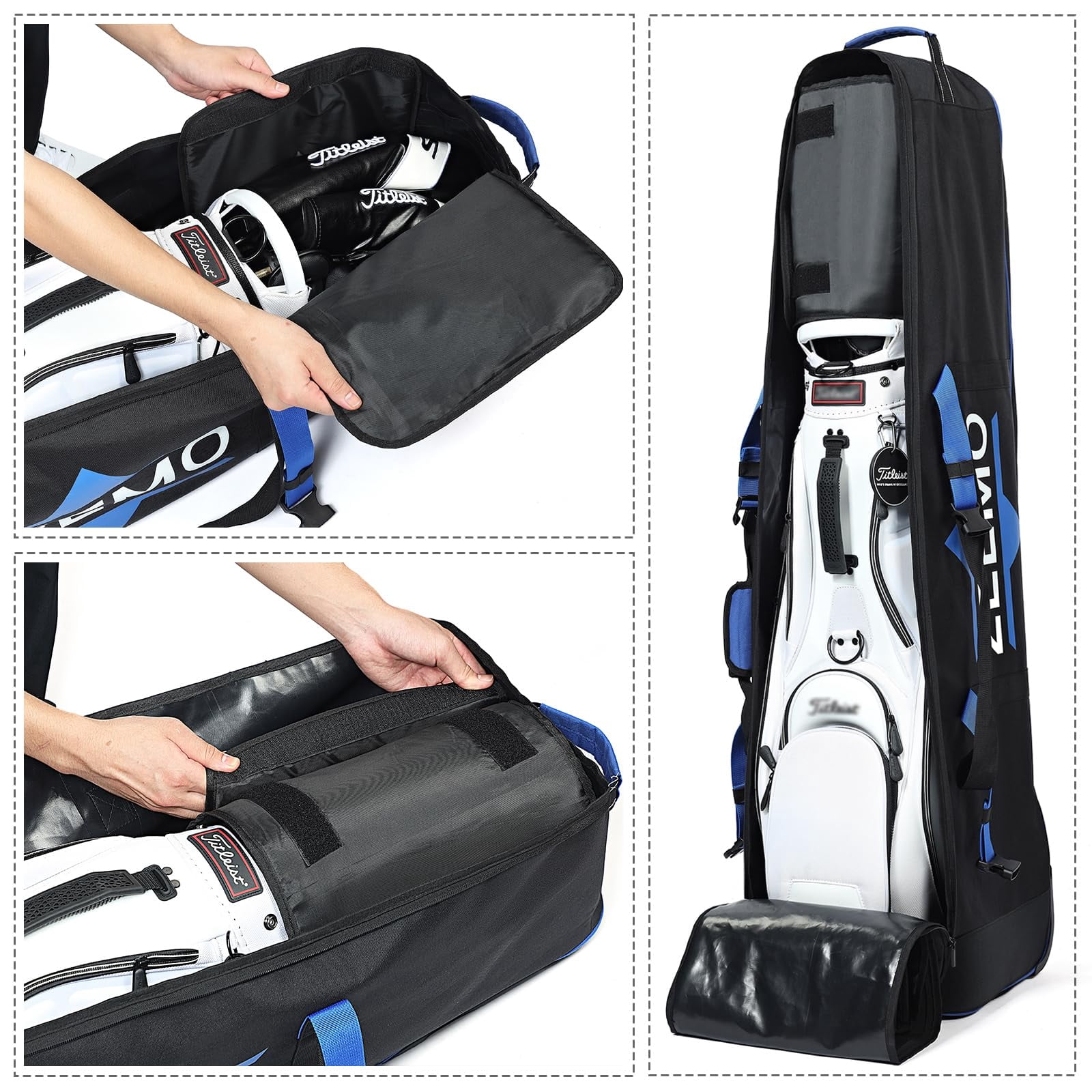 Golf Travel Bag  Full-open Protective & Wheeled Airline-approved Case For Clubs Cart&standbag Soft-sided Waterproof Cover Made Of Heavy Duty Oxford