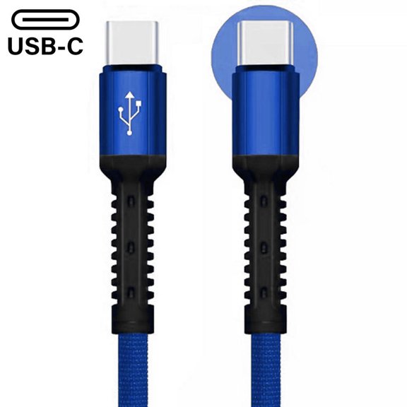 6.5 ft. High-Speed 3A Fabric Braided USB-C to USB-C Charge & Sync Cable - Blue