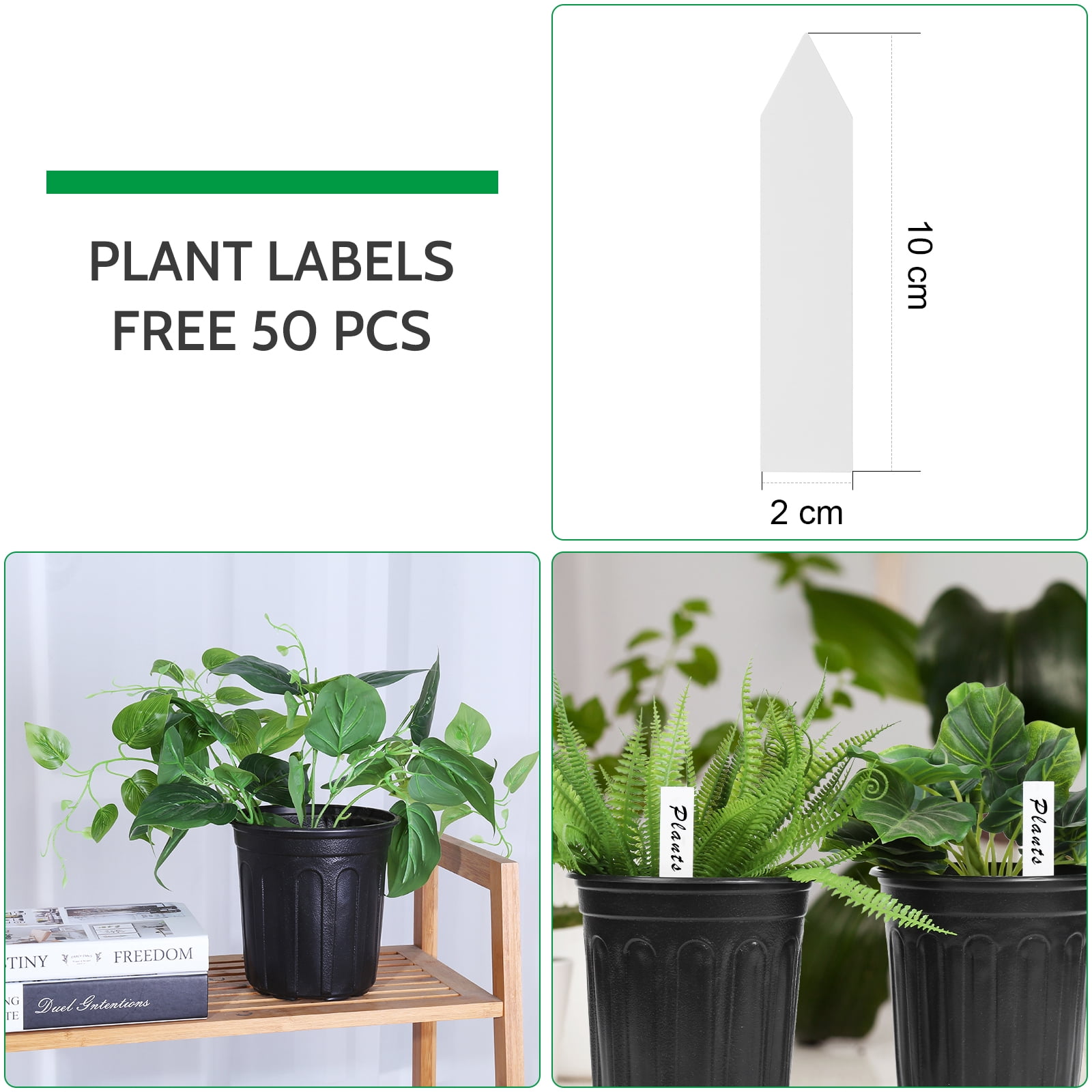 JERIA 6.70" x 5.10" x 6.90" Black Plastic Plant Nursery Pots with Reusable (50 Count)