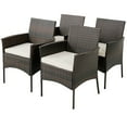 thumbnail image 1 of Costway Juego De 4 Sillas De Patio Al Aire Libre, De Ratán Con Cojines De Asiento Desmontables, Marco De Metal Resistente, Reposabrazos, Silla De Mimbre Libre Para Patio, Porche, Terraza, Marrón, 1 of 5