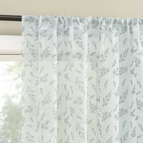 No. 918 Briarwood Delicate Leaf Textured Sheer Rod Pocket Curtain Panel, 50"W X 84"L, Chambray Blue