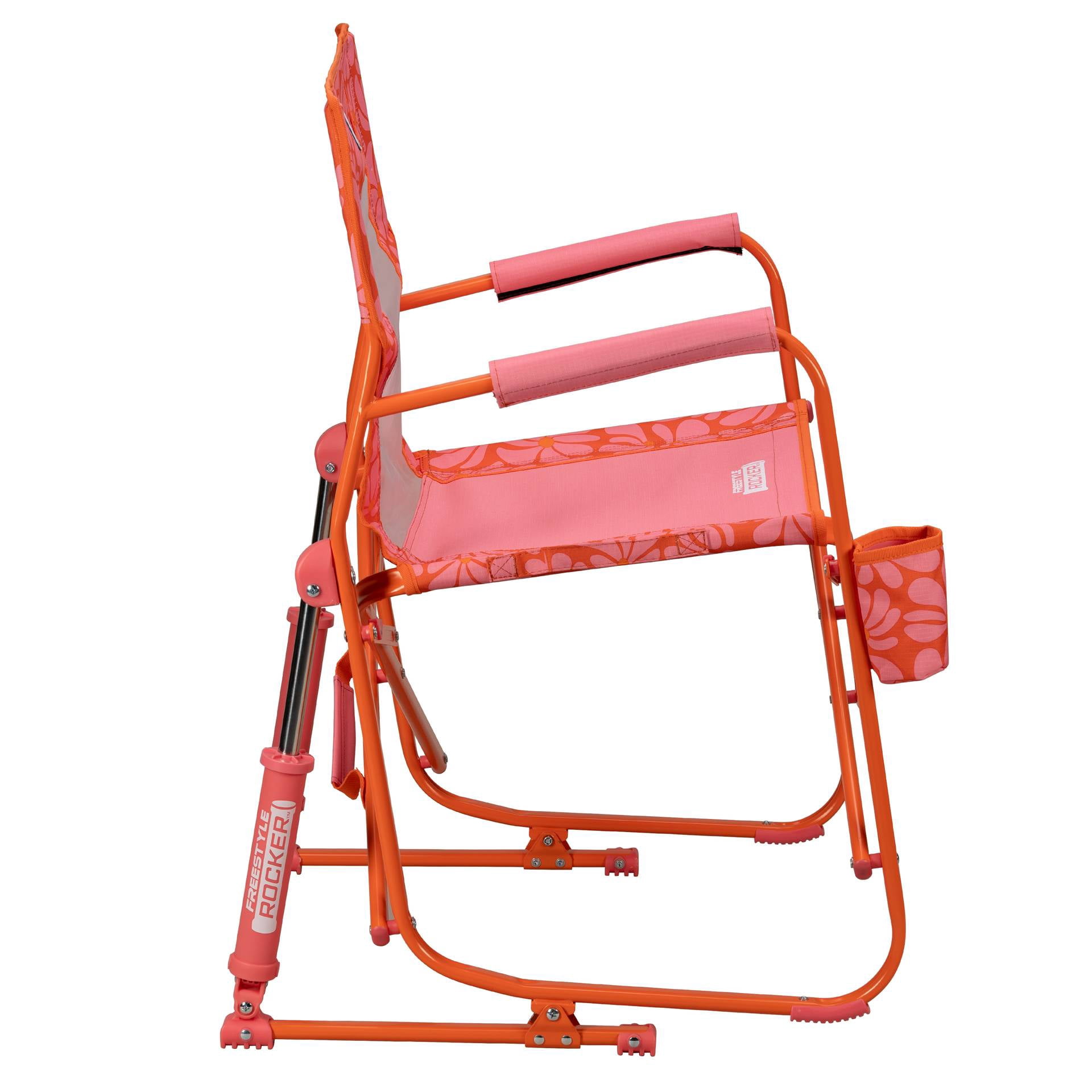 GCI Outdoor Freestyle Rocker Foldable Rocking Camp Chair, Orange Floral