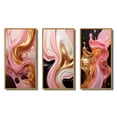 thumbnail image 2 of Designart "Whimsical Liquid Pink and Gold Art Glamorous Charm III" Abstract Shapes Framed Wall Art Set Of 3 - Gold Transitional Frame Gallery Wall Set For Home Decor, 2 of 6