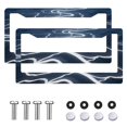 thumbnail image 2 of 2Packs License Plate Frames with Blue and White Mountain Terrain with Winding Lines Pattern Includes Screws & Caps Full Accessories Included Size 6.3x12.2inch(16x31cm), 2 of 8