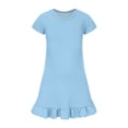 thumbnail image 5 of Abcomgle Girl's Summer Casual Dress Casual A-Line Short Sleeve Midi Dress Solid Summer Ruffle Hem Swing Sundresses with Pockets for 4-14t Kids, 5 of 5