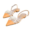 thumbnail image 3 of XYD Women Elegant Pearl Closed Pointy Toe Flats Buckled Strap Shopping Date Daily Sandal Shoes Size 7 Orange, 3 of 4