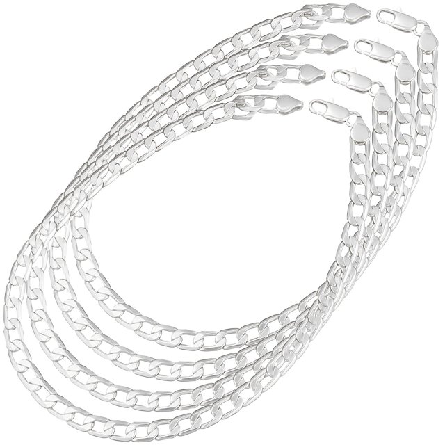 Collar de cadena plateada Slinkz 4Pzas Plata S925 Chapa 40cm 6mm de grosor.